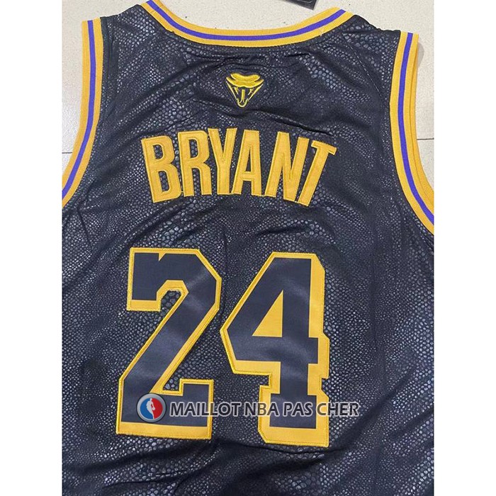 Maillot Los Angeles Lakers Kobe Bryant NO 24 Black Mamba Snakeskin Noir